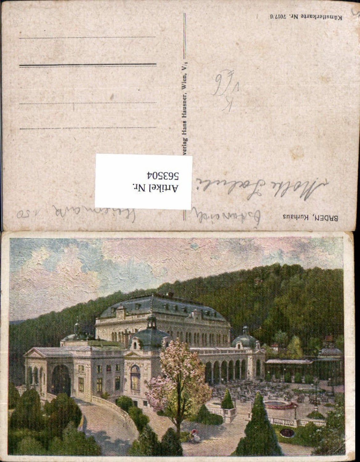 563504,Künstler Ak Baden Kurhaus pub Hans Hausner 7017/6