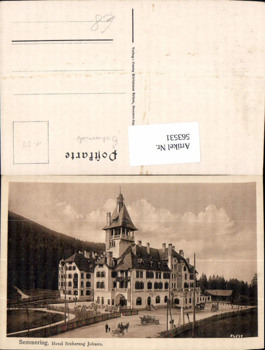 563531,Semmering Hotel Erzherzog Johann Kutsche Automobil
