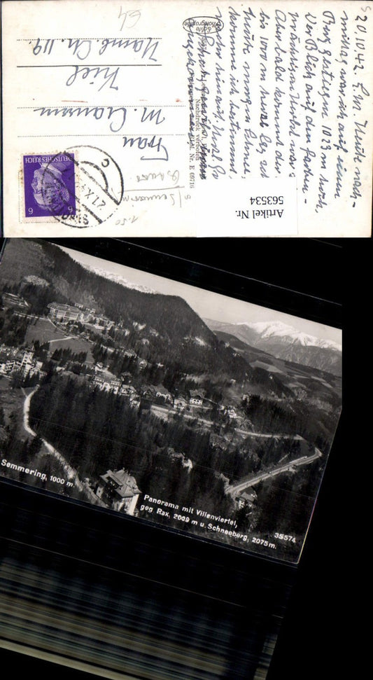 563534,Foto Ak Semmering Panorama m. Villenviertel geg. Rax u. Schneeberg