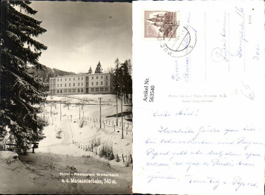 563540,Foto Ak St. Anton an der Jeßnitz Hotel Winterbach Mariazellerbahn Restaurant Winteransicht