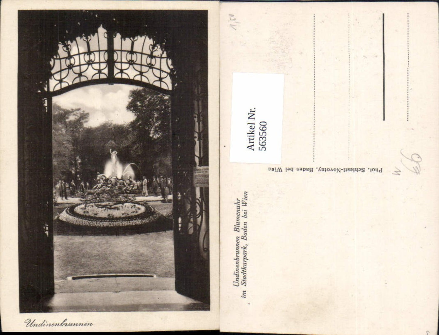 563560,Baden b. Wien Undinenbrunnen Blumenuhr