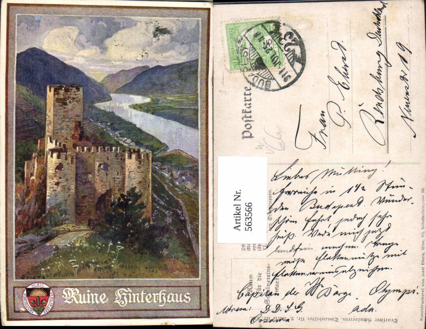 563566,Künstler Ak Ruine Hinterhaus Spitz a. d. Donau Wachau pub Deutscher Schulverein 2/135