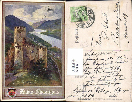 563566,Künstler Ak Ruine Hinterhaus Spitz a. d. Donau Wachau pub Deutscher Schulverein 2/135