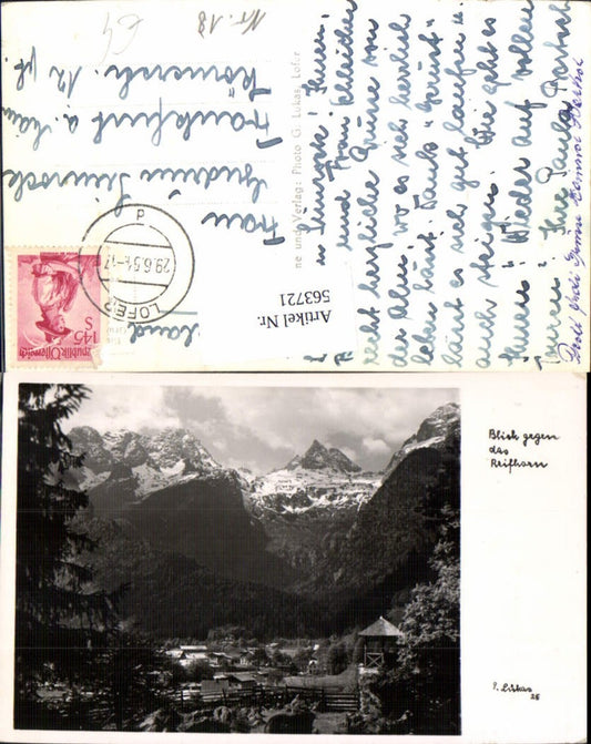 563721,Foto Ak Blick geg. d. Reifhorn b. Lofer