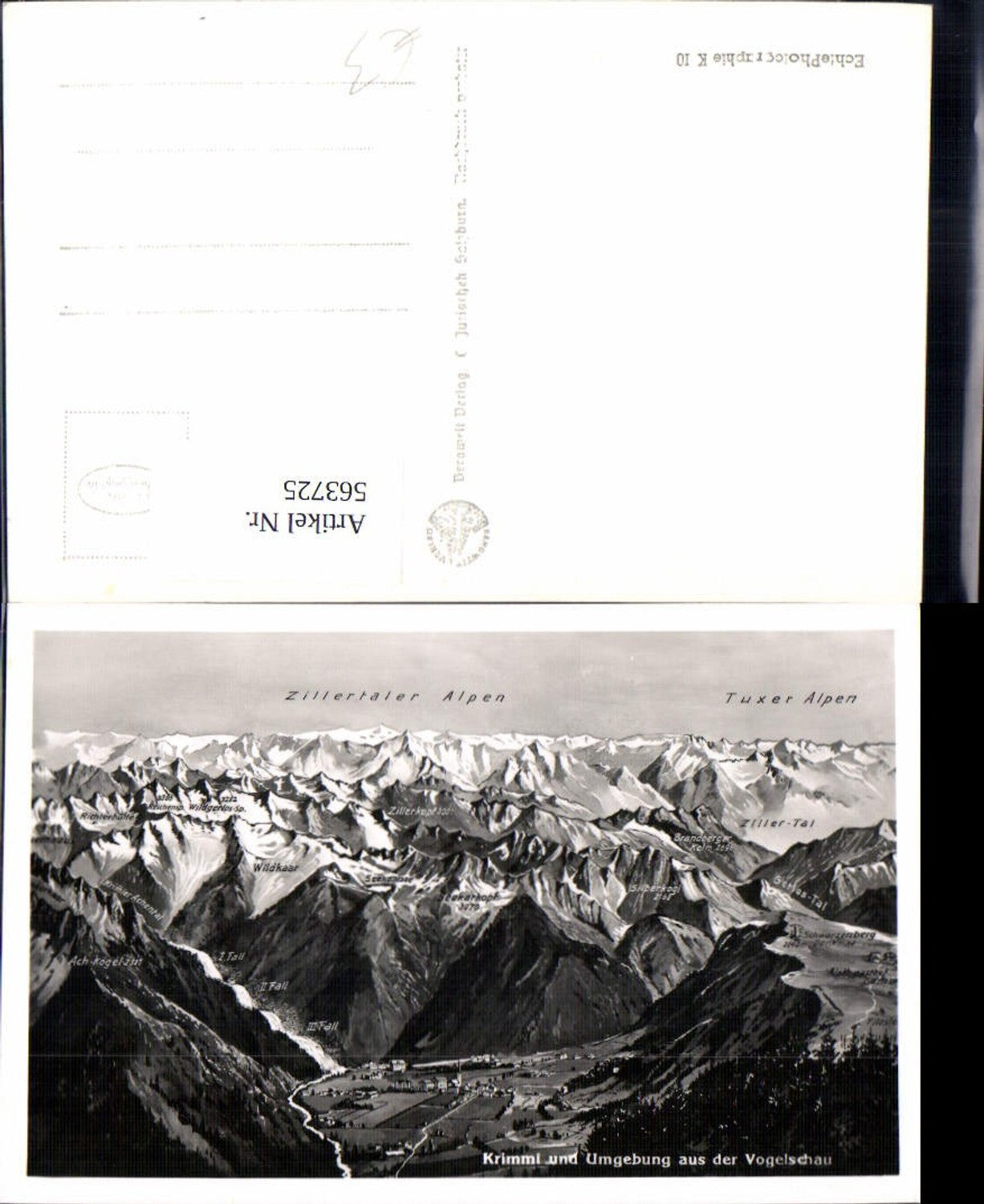 563725,Foto Ak Krimml u. Umgebung a. d. Vogelschau Gipfelkarte