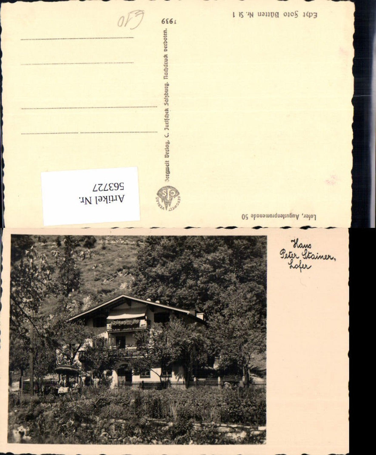 563727,Foto Ak Lofer Haus Peter Stainer Ansicht 1939