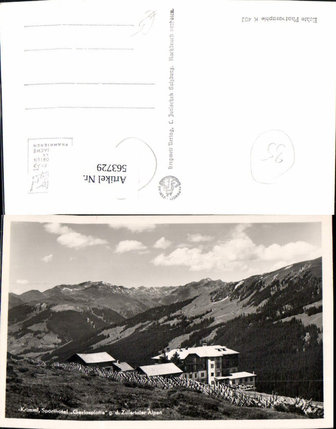 563729,Foto Ak Krimml Sporthotel Gerlosplatte g. d. Zillertaler Alpen