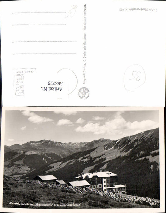 563729,Foto Ak Krimml Sporthotel Gerlosplatte g. d. Zillertaler Alpen