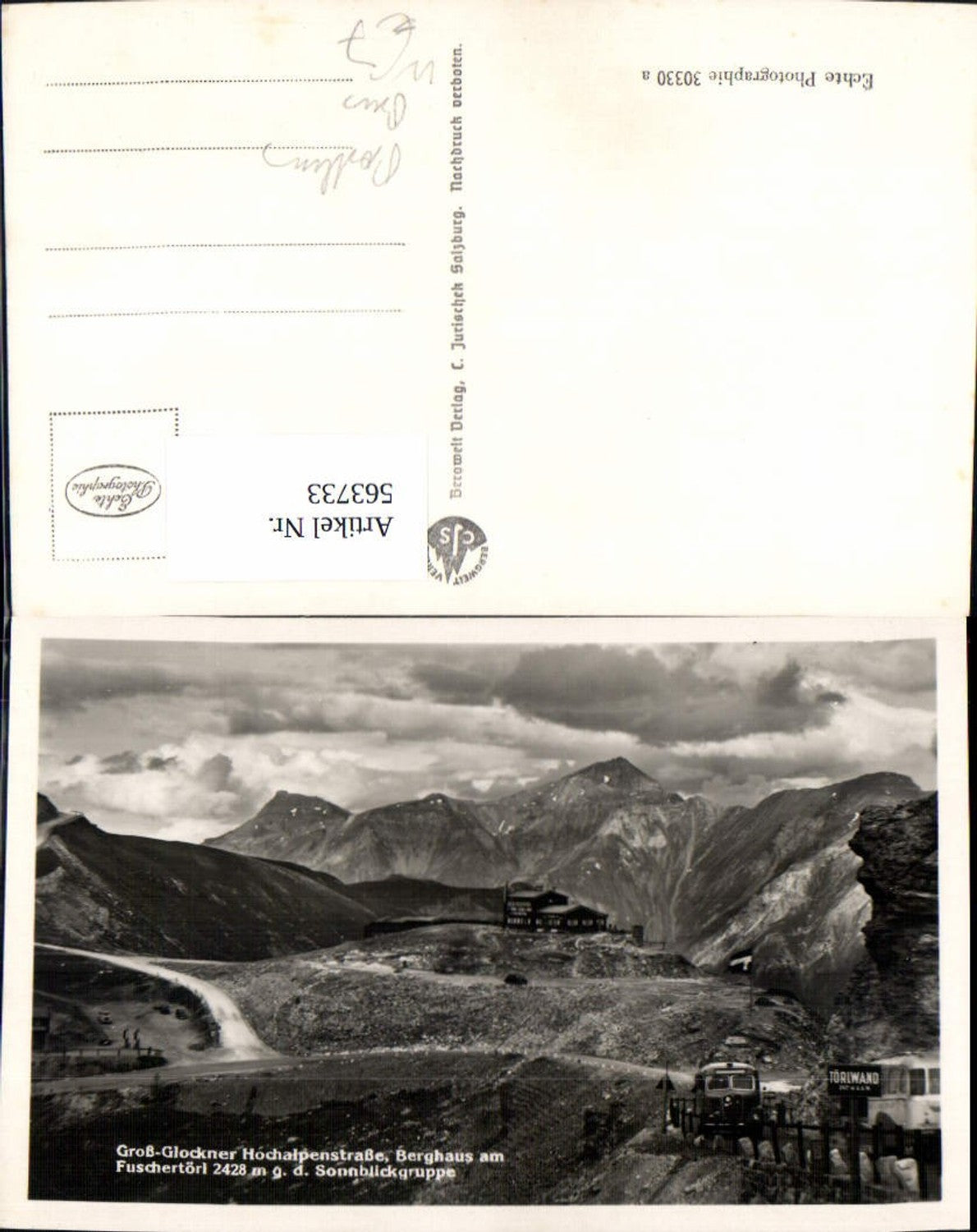 563733,Foto Ak Bruck an der Großglocknerstraße Hochalpenstraße Berghaus Fuschertörl Postbus Bus