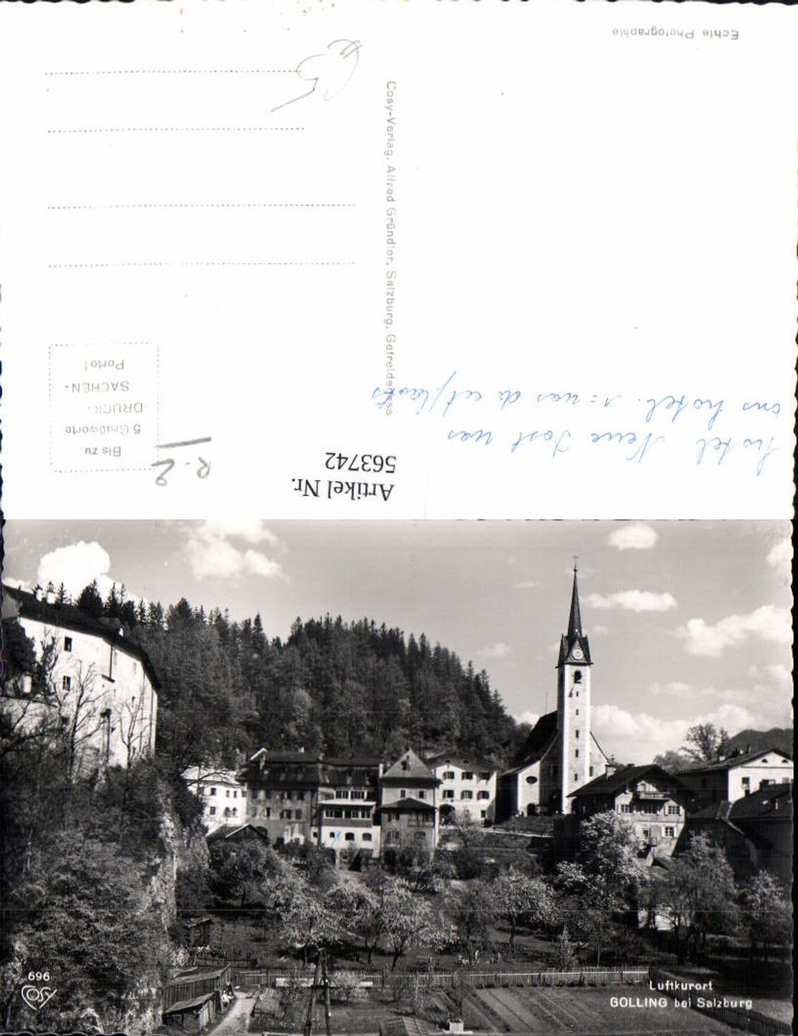 563742,Foto Ak Golling b. Salzburg Ansicht m. Kirche