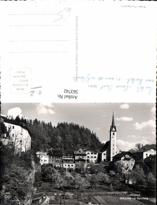 563742,Foto Ak Golling b. Salzburg Ansicht m. Kirche