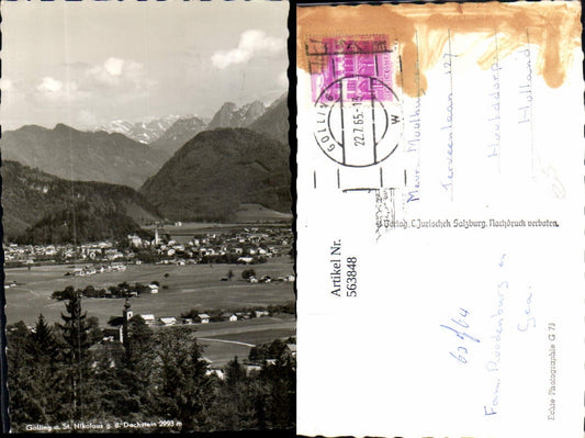 563848,Foto Ak Golling u. St Nikolaus g.d. Dachstein