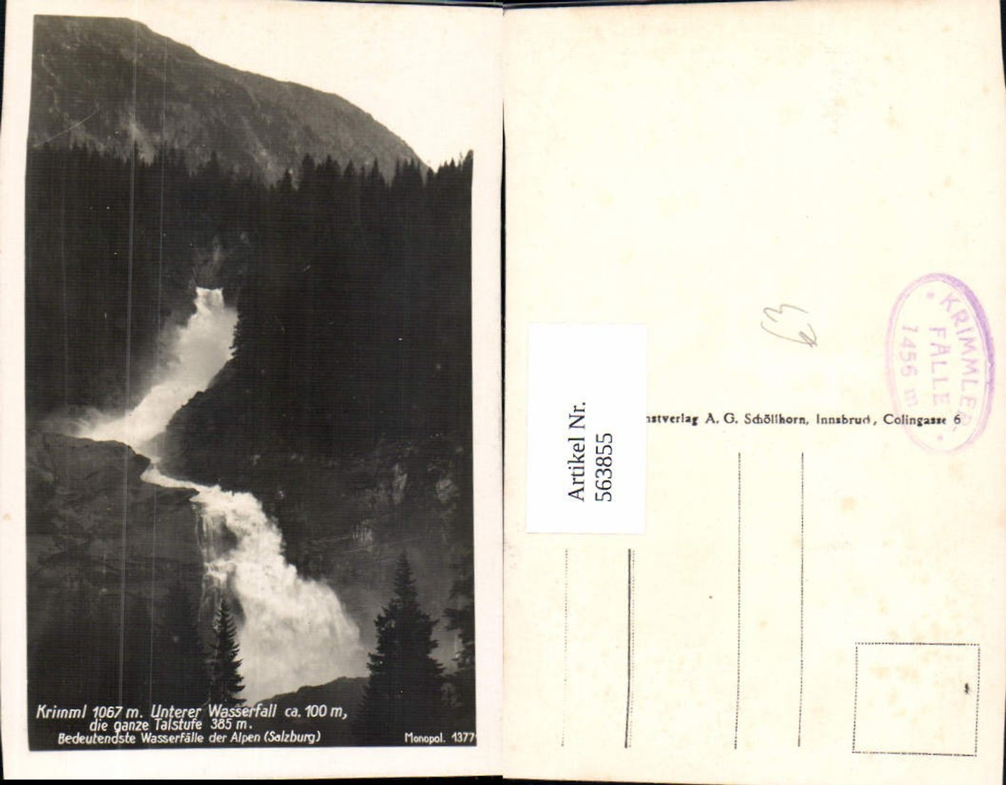 563855,Foto Ak Krimml Unterer Wasserfall