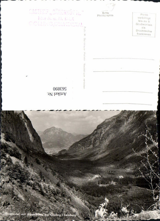 563890,Foto Ak Bluntautal m. Bärenhütte b. Golling