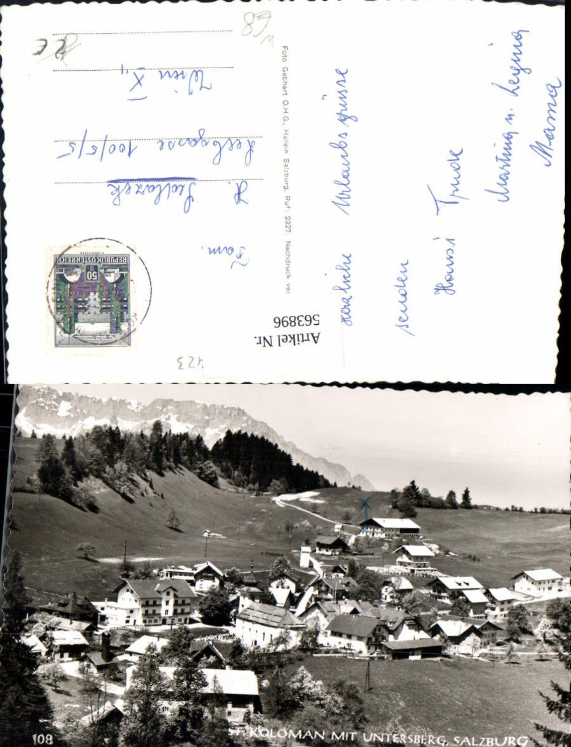 563896,Foto Ak Sankt Koloman m. Untersberg