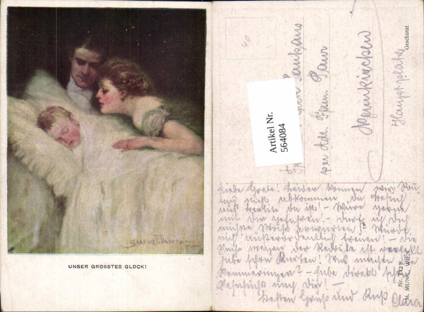 564084, great artist AK Art Nouveau Clarence F. Underwood child parents Munk Vienna 742 F