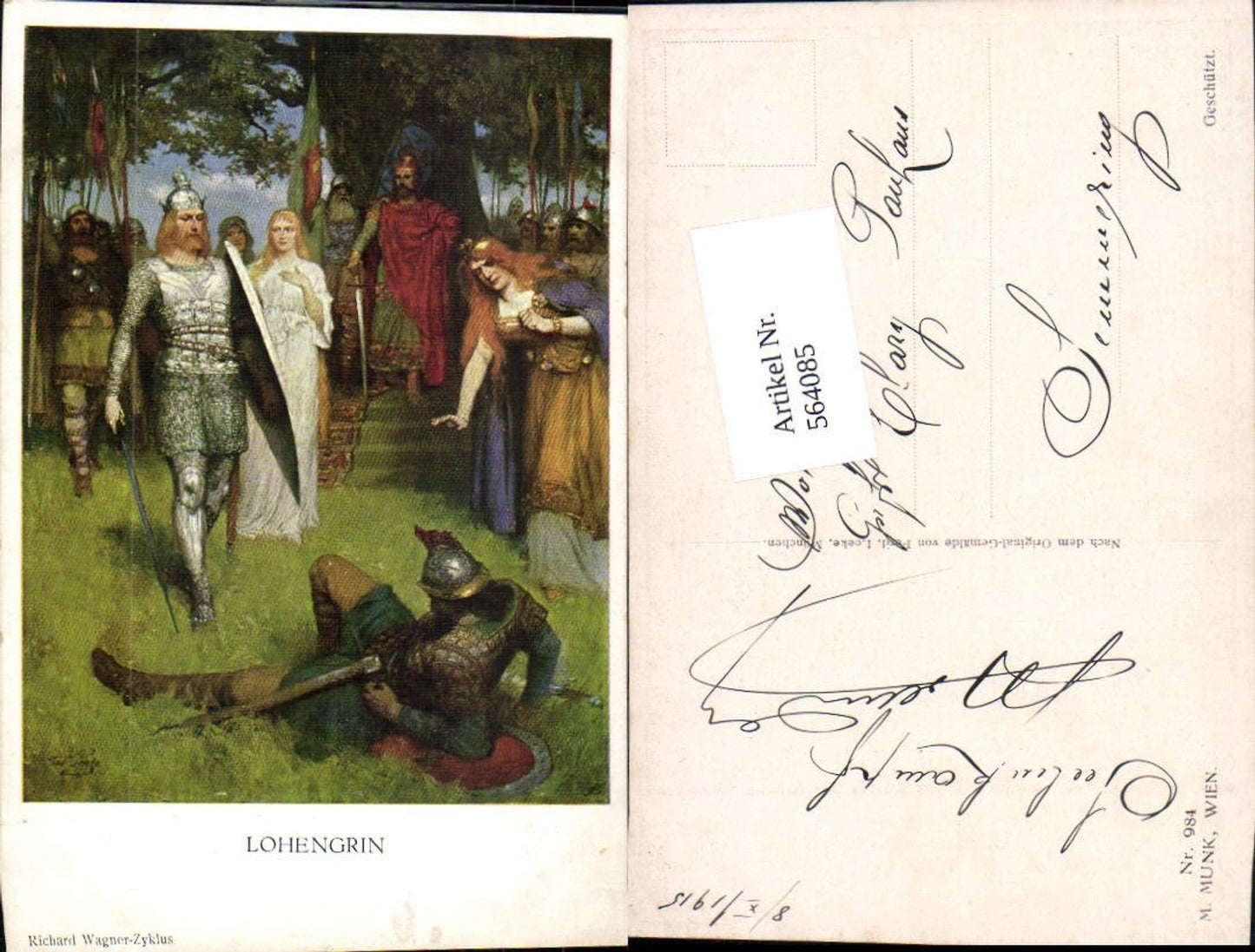 564085,tolle Künstler AK Ferd. Leeke Lohengrin Germane Ritter Munk Vienne 984