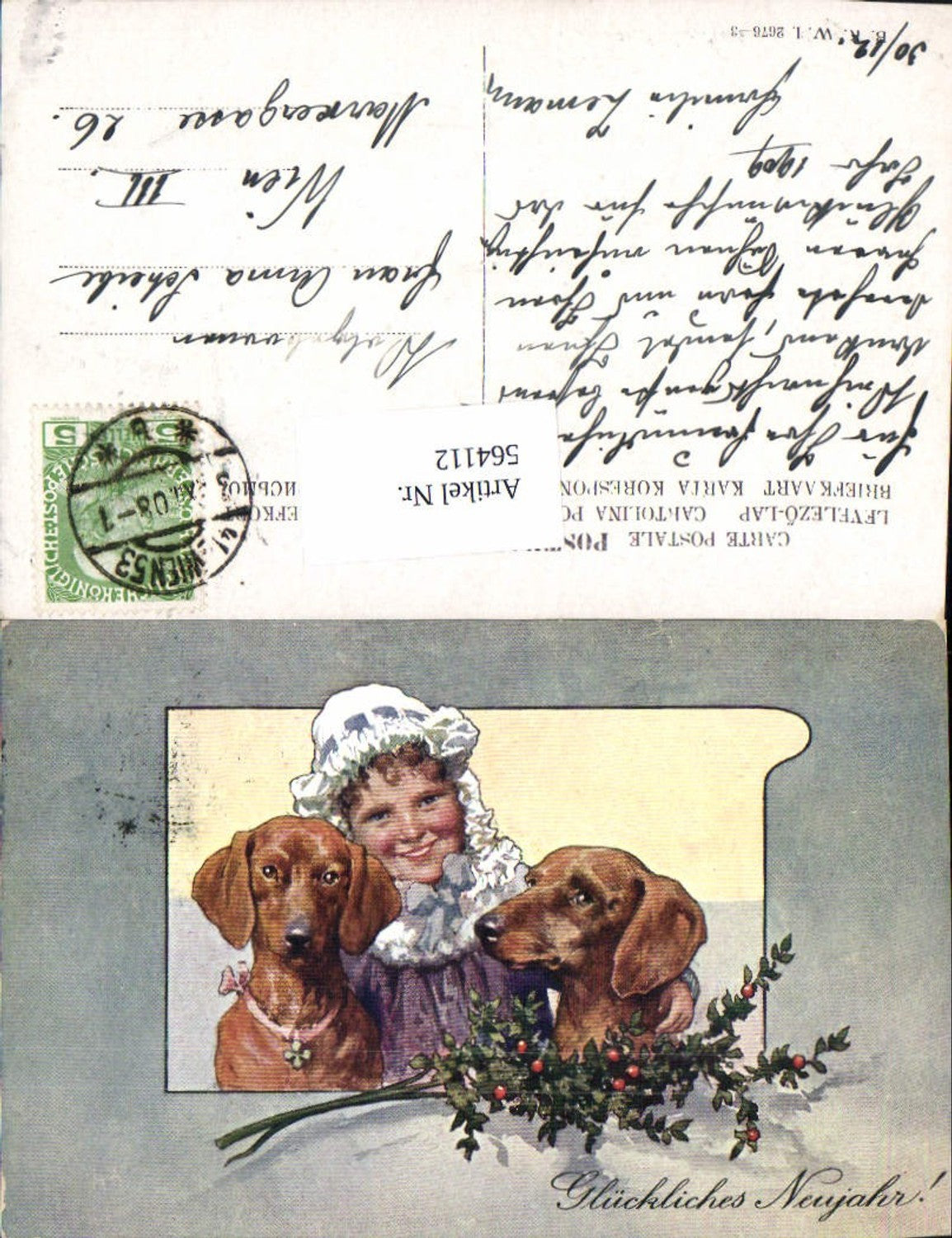 564112,tolle Künstler AK Dackel Hund Hunde Mädchen pub B.K.W.I. 2676-3