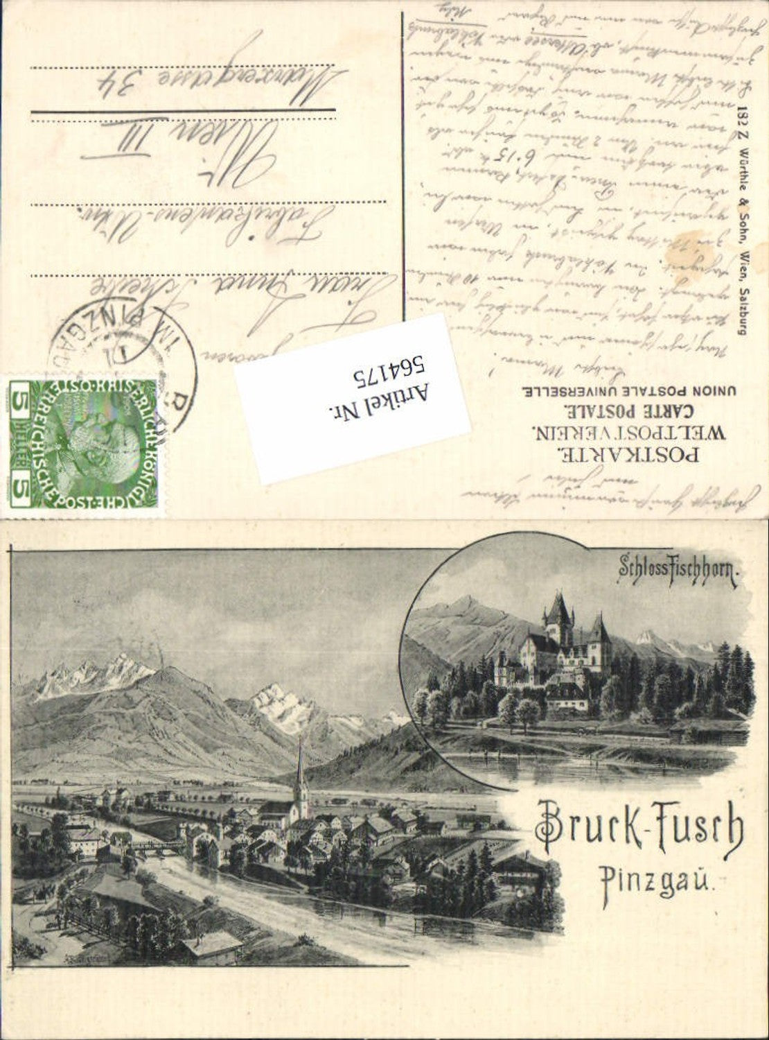 564175,Künstler AK A. Baumgartner Bruck Fusch an der Glocknerstraße im Pinzgau Schloss Fischhorn