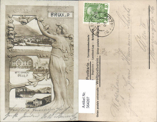 564207,Jugendstil Künstler AK Bruck Fusch an der Glocknerstraße im Pinzgau Hotel Bahnhof