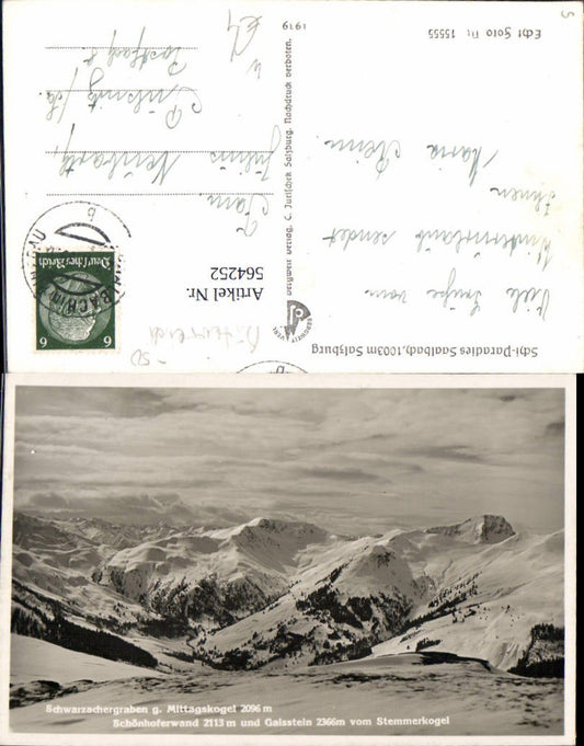 564252,Foto Ak Saalbach-Hinterglemm Schwarzachergraben g. Mittagskogel v. Stemmerkogel