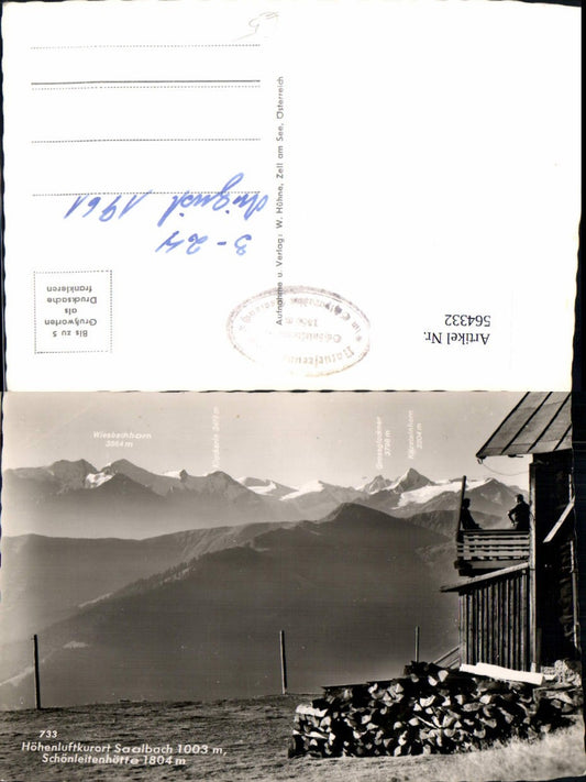 564332,Foto Ak Saalbach-Hinterglemm Schönleitenhütte Gipfelkarte