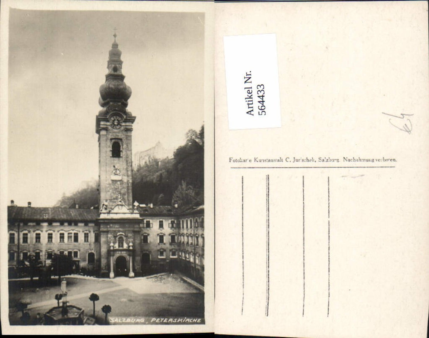 564433, Photo Ak Salzburg Peterskirche with fountain
