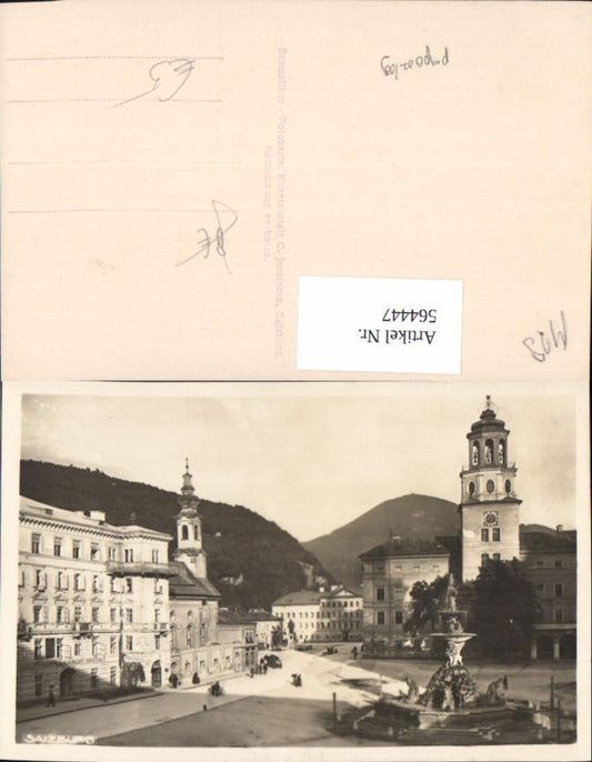 564447, Photo Ak Salzburg Residenzplatz Fountain