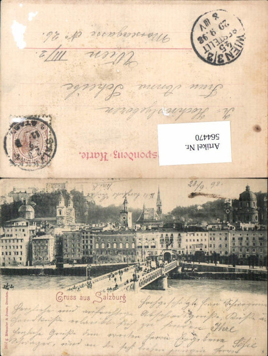 564470, Salzburg Bridge 1898 pub Römmler &amp; Jonas 2657 g