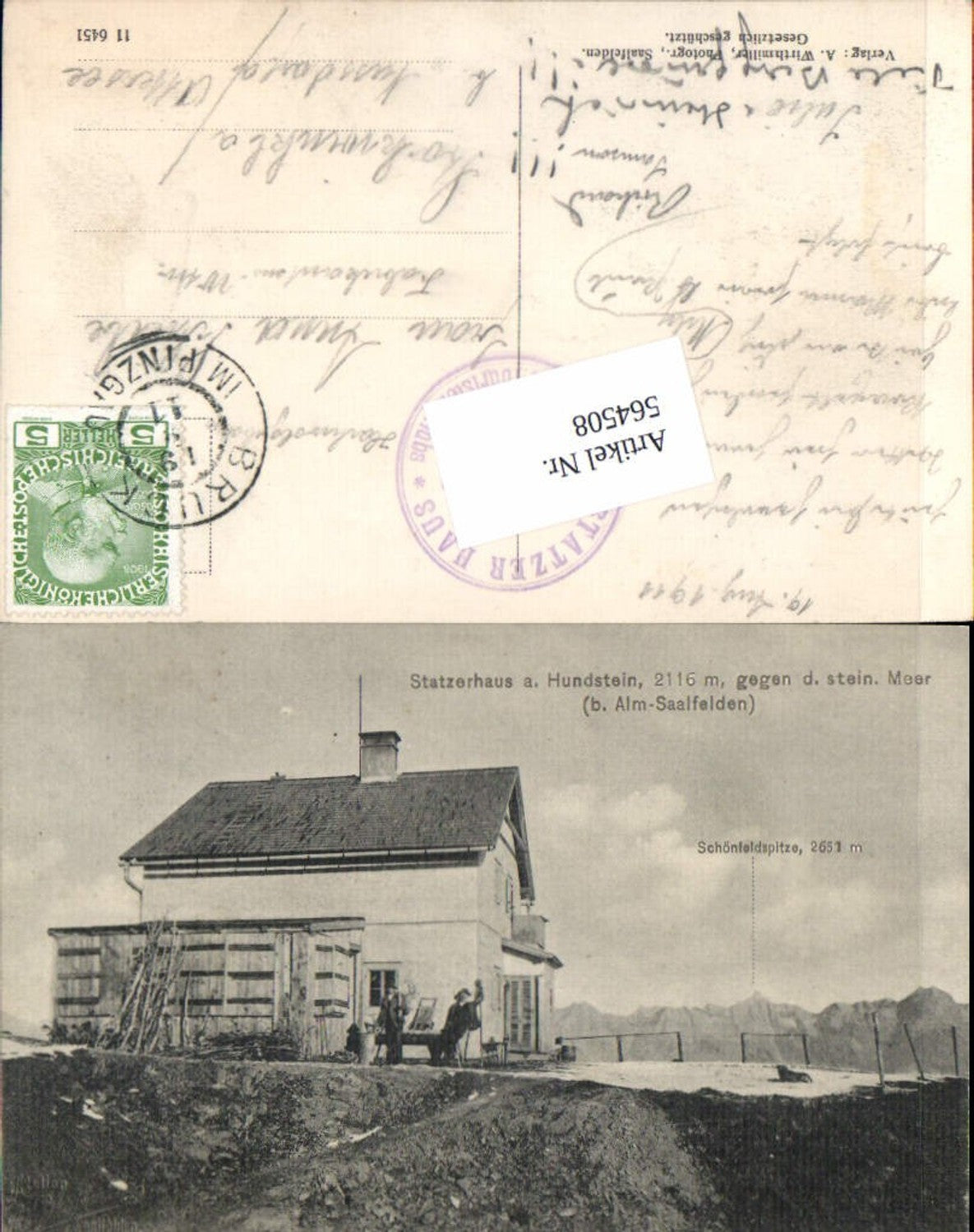 564508,Alm Saalfelden 1911 Statzerhaus am Hundstein