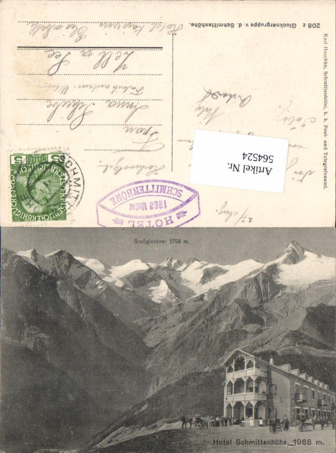 564524,Zell am See Schmittenhöhe Hotel m. Glocknergruppe 1908