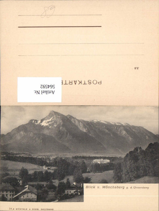 564592, great AK Salzburg city of Mönchsberg Untersberg pub Würthle 14 a