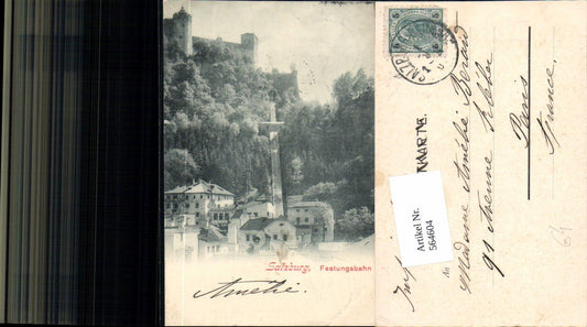 564604, great AK Salzburg City Fortress Railway 1900