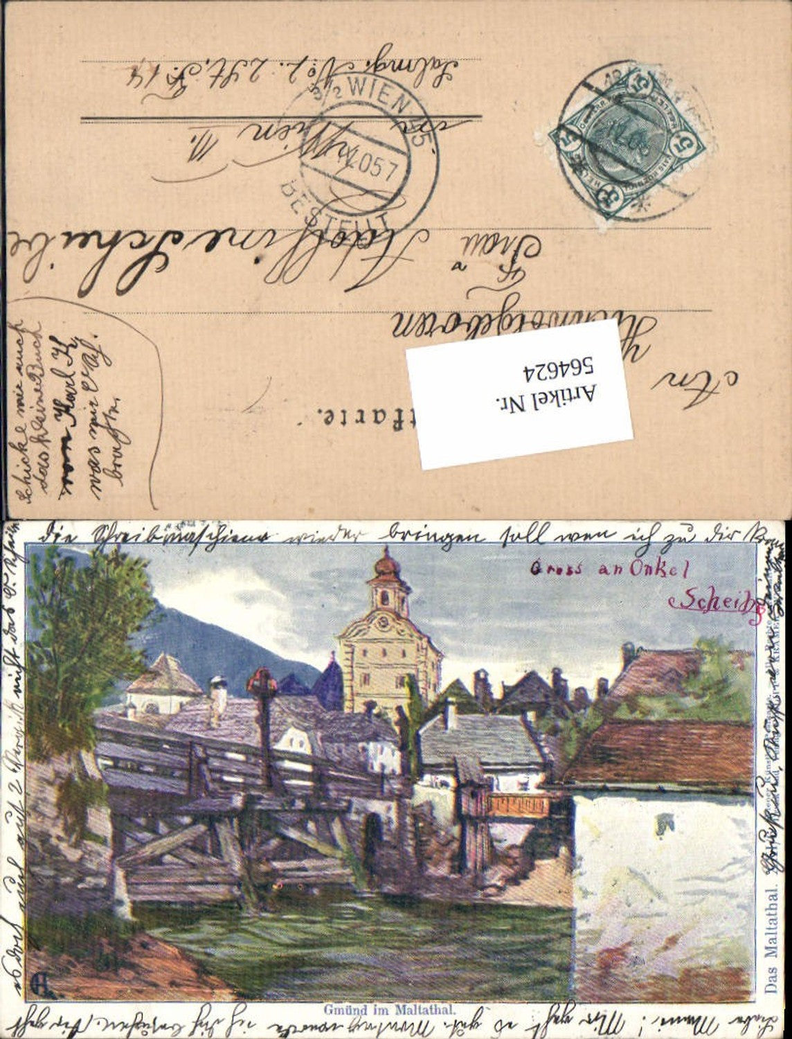 564624,Lithographie Philipp & Kramer Hans Christiansen Gmünd im Maltathal