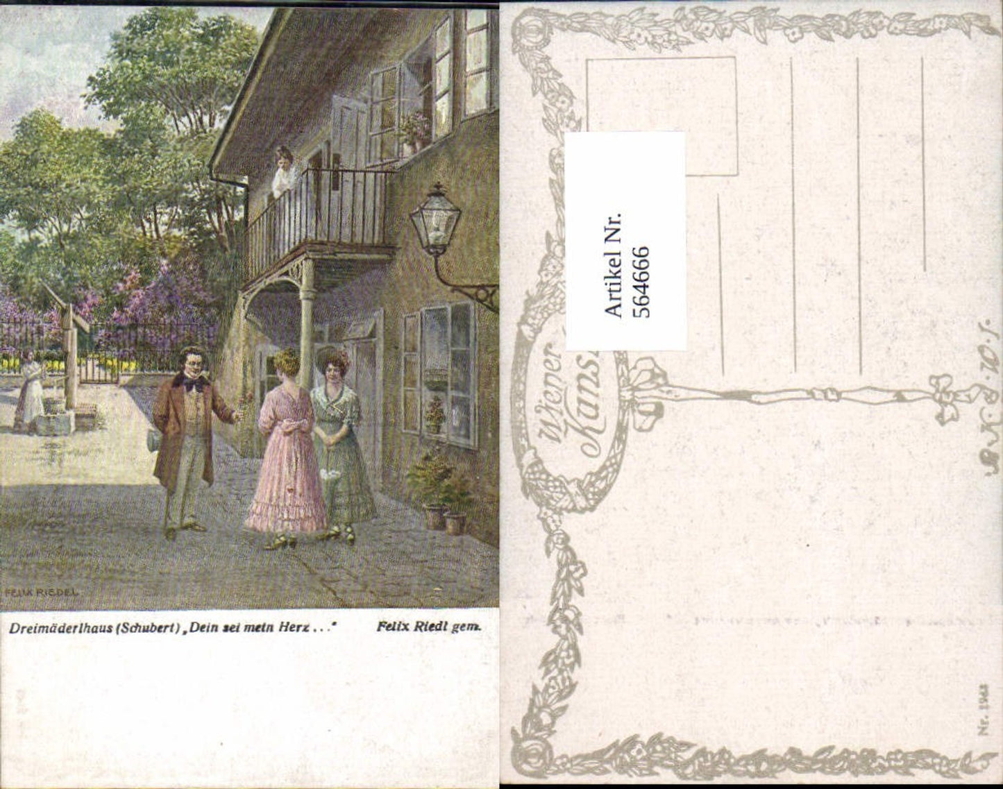 564666,Künstler AK Felix Riedl Dreimäderlhaus Schubert pub B.K.W.I. 1942