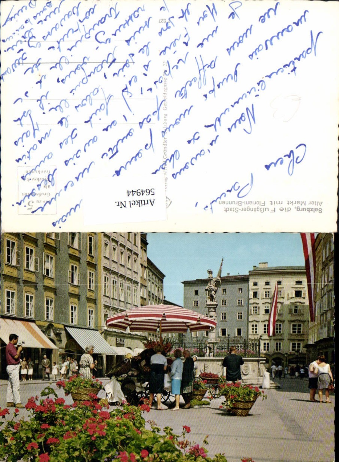 564944, Salzburg Old Market with Floriani Fountain Flowers