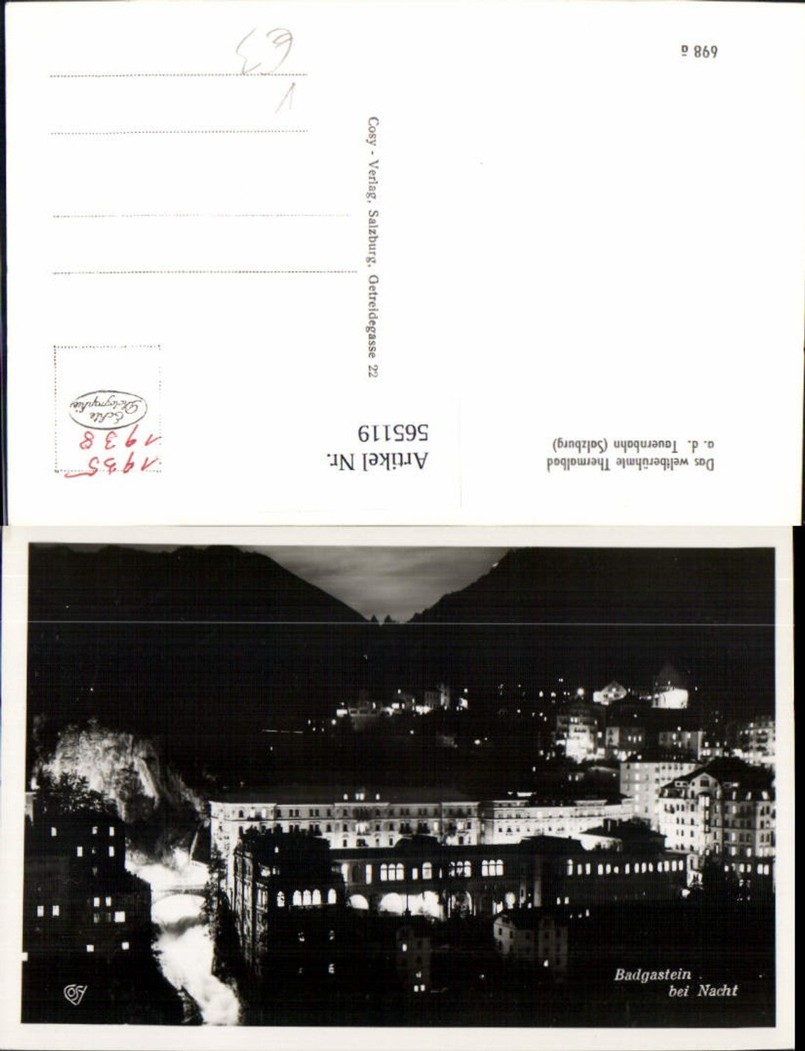 565119,Foto Ak Bad Gastein b. Nacht pub Cosy 698ä