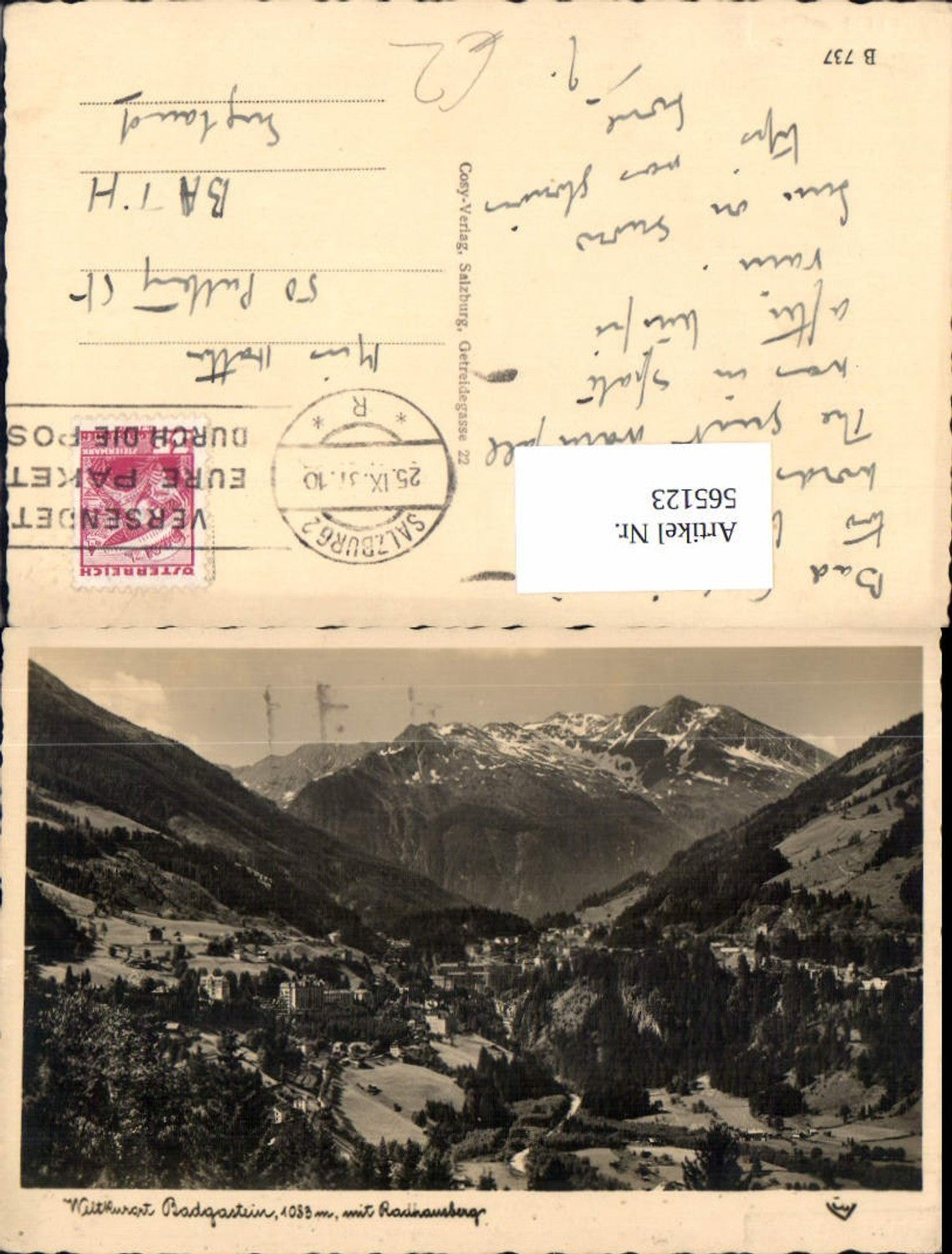 565123,Foto Ak Bad Gastein m. Rathausberg pub Cosy B 737