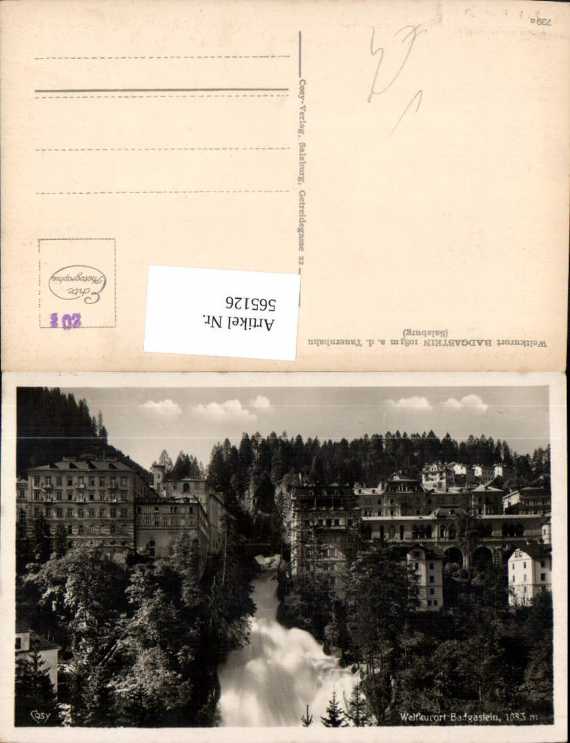 565126,Foto Ak Bad Gastein Wasserfall pub Cosy 739a