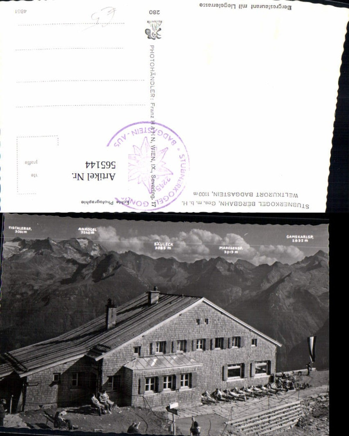 565144,Foto Ak Bad Gastein Stubnerkogel Bergbahn Bergrestaurant m. Liegeterrasse