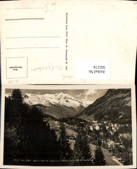 565174,Foto Ak Bad Gastein Blick v. d. Schwarzen Liesl Restaurant