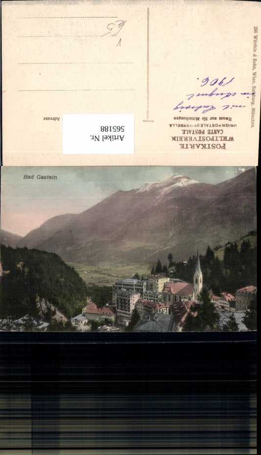 565188,Bad Gastein Ansicht m. Kath. Kirche pub Würthle u. Sohn 286