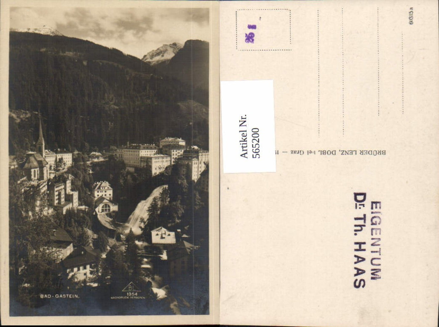 565200,Foto Ak Bad Gastein Ansicht m. Wasserfall