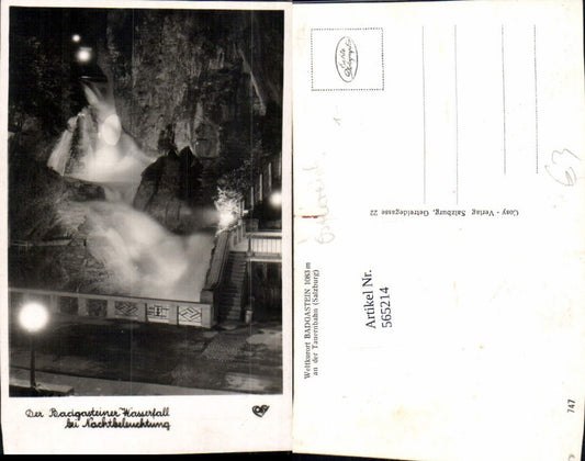 565214,Foto Ak Bad Gastein Wasserfall b. Nachtbeleuchtung