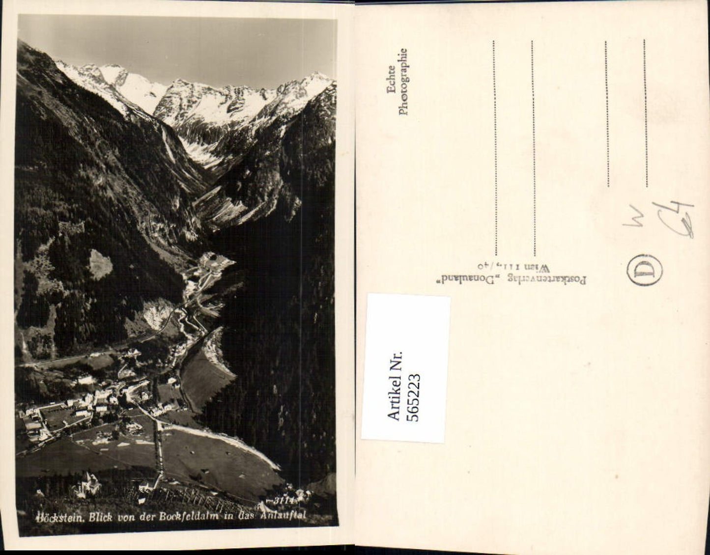 565223,Foto Ak Bad Gastein Böckstein Blick v. d. Bockfeldalm i. d. Anlauftal