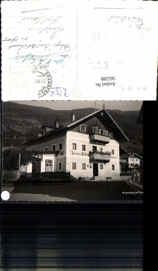 565288,Foto Ak Bramberg Bramberg am Wildkogel Pinzgau Kaserers Gasthaus Straßenwirt Auto