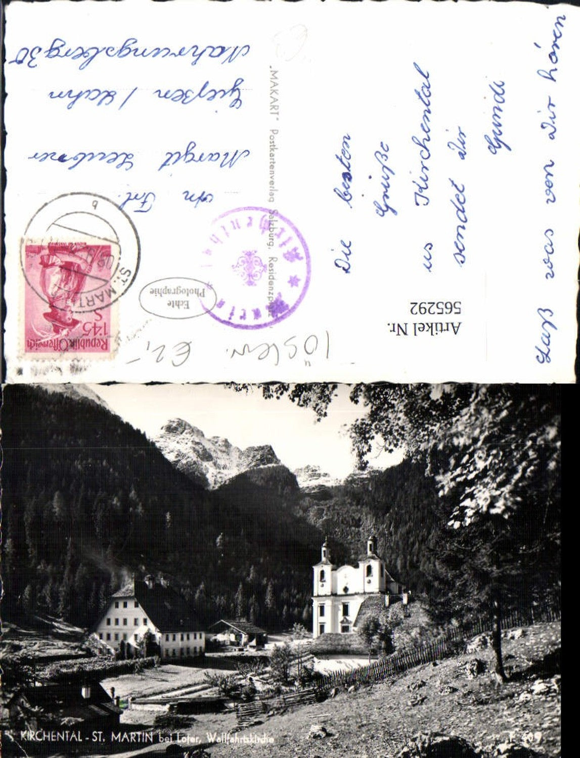565292,Foto Ak Kirchental St Martin b. Lofer Wallfahrtskirche Kirche