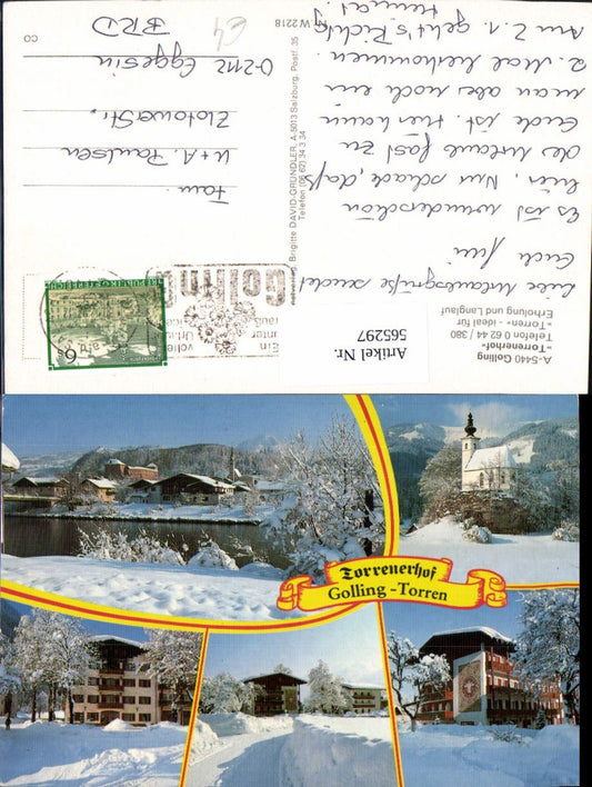 565297,Mehrbild Ak Golling an der Salzach Torrenerhof Winteransicht Kirche