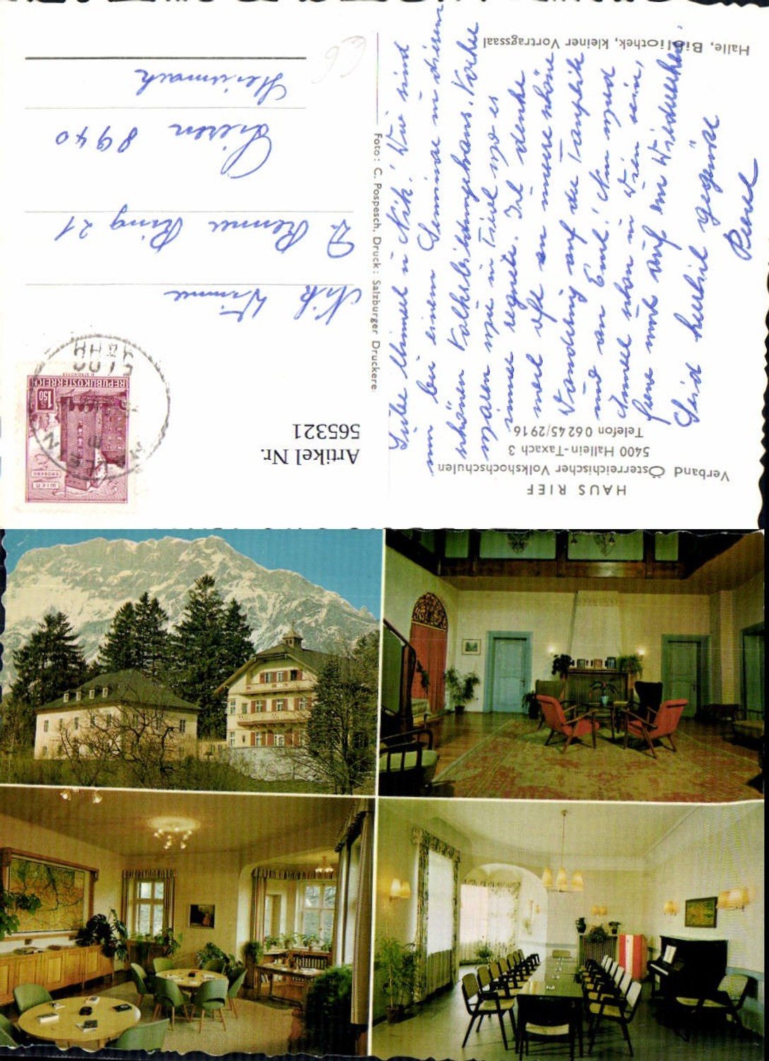 565321,Mehrbild Ak Hallein Taxach Haus Rief Halle Bibliothek