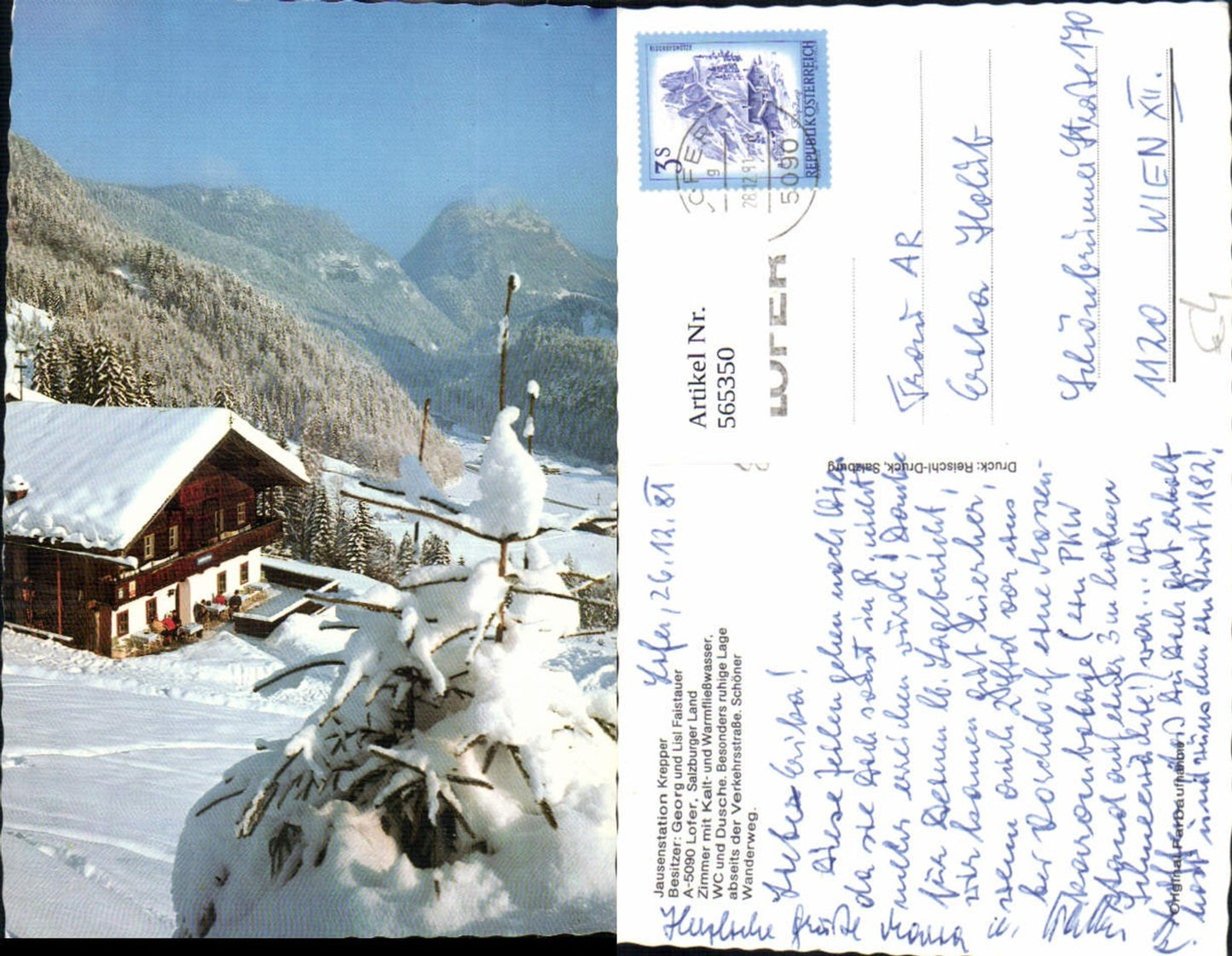 565350,Lofer Jausenstation Krepper Winteransicht